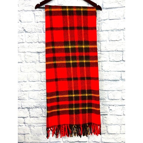 Faribo Red Tartan Plaid Stadium Blanket Faribault Woolen Mill USA 44x51 - Picture 3 of 5